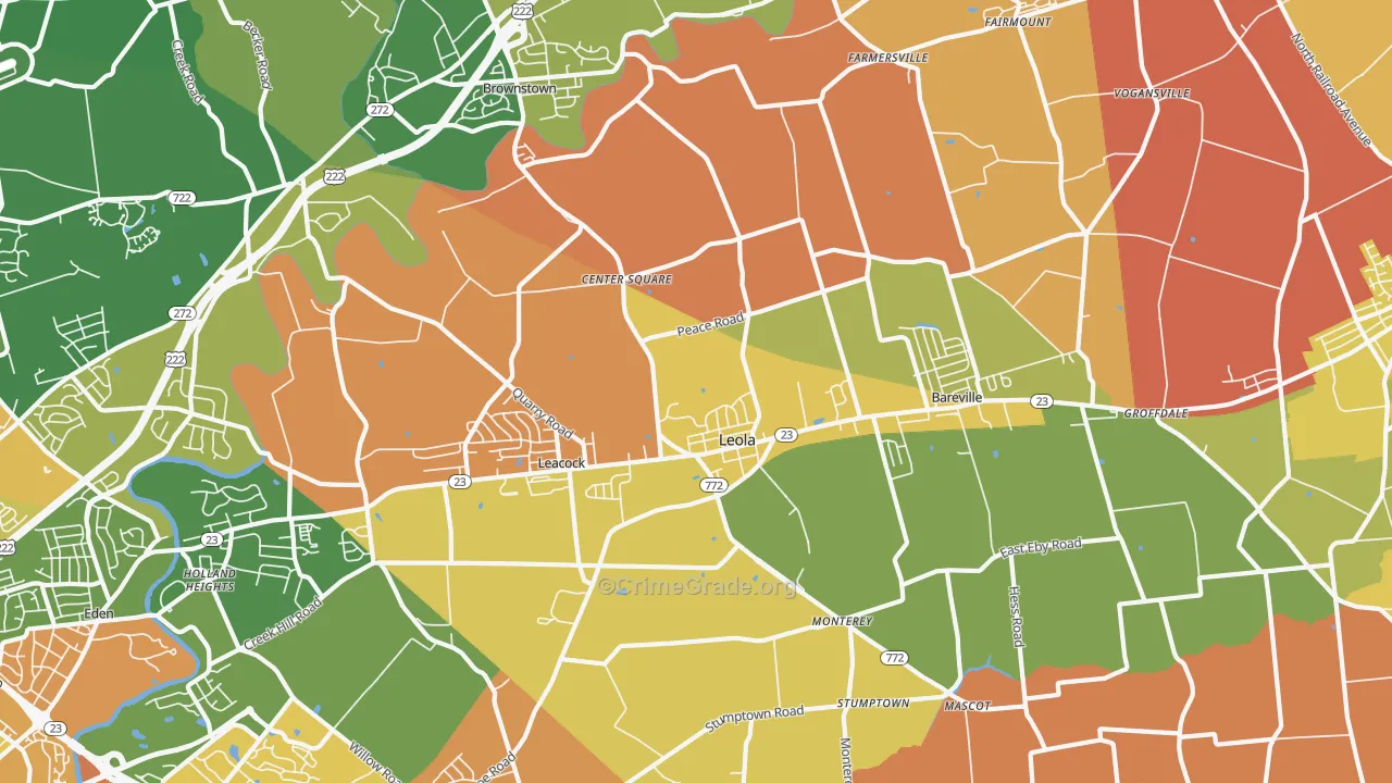 Leola, PA Map of Burglary Rates