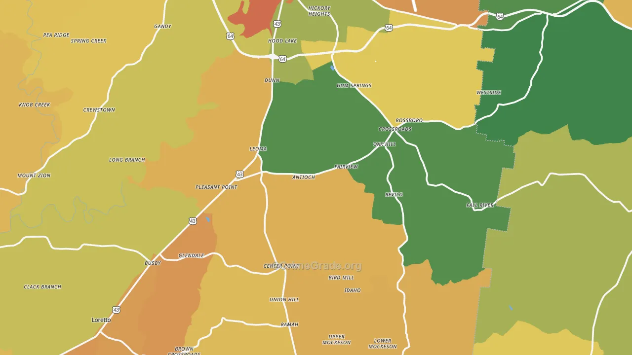 Leoma, TN Map of Burglary Rates