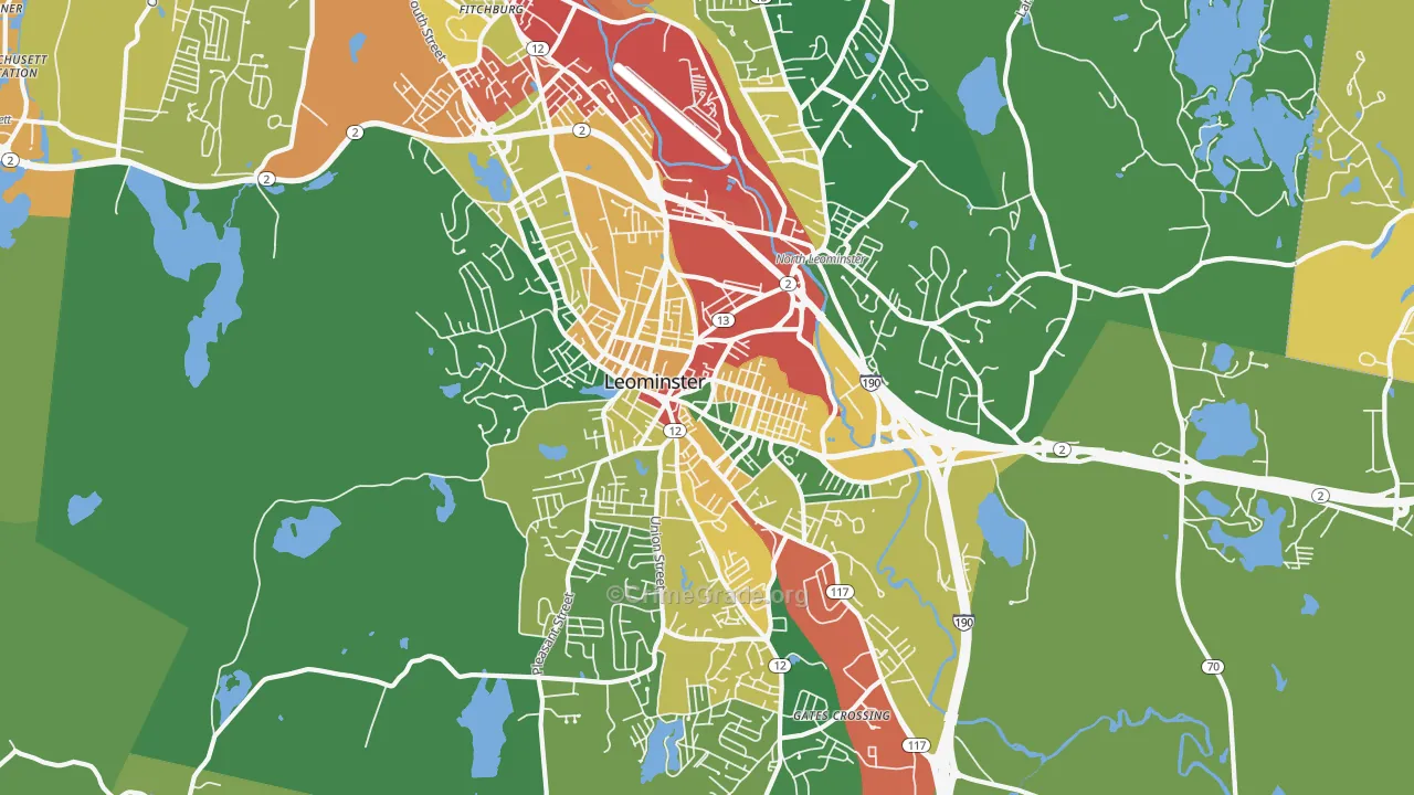 Leominster, MA Map of Burglary Rates
