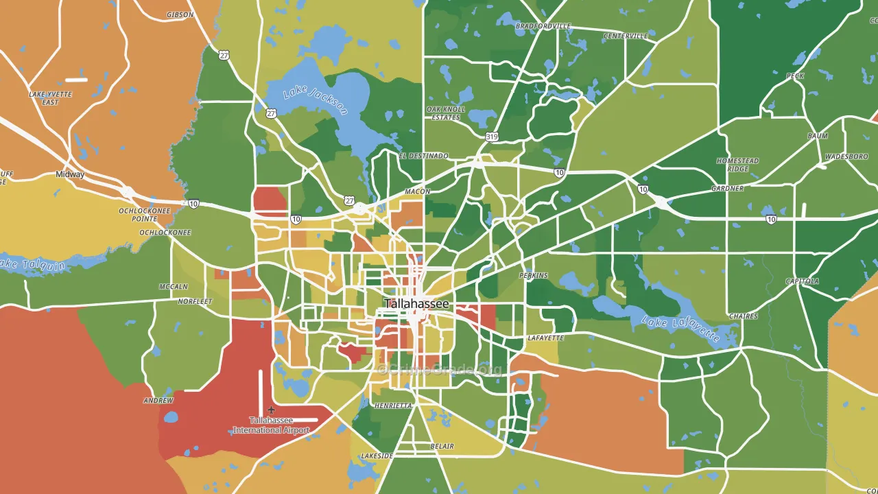 Leon County, FL Map of Burglary Rates