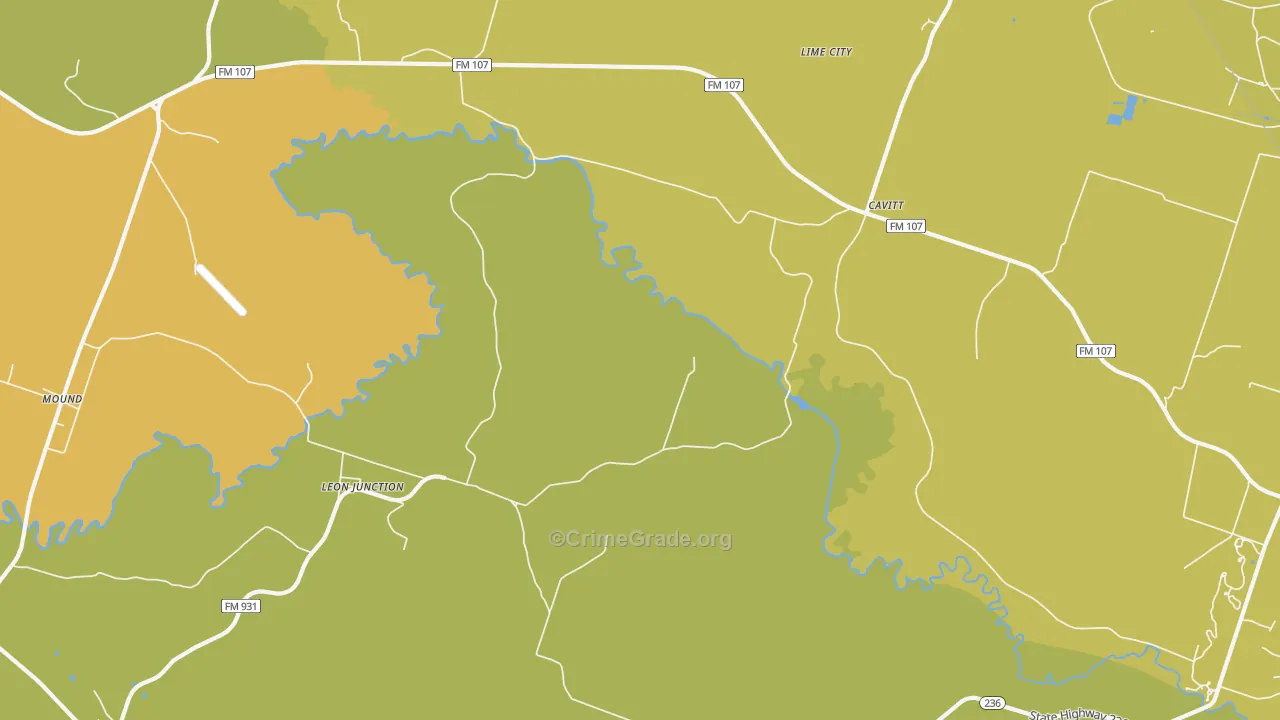 Leon Junction, TX Map of Burglary Rates