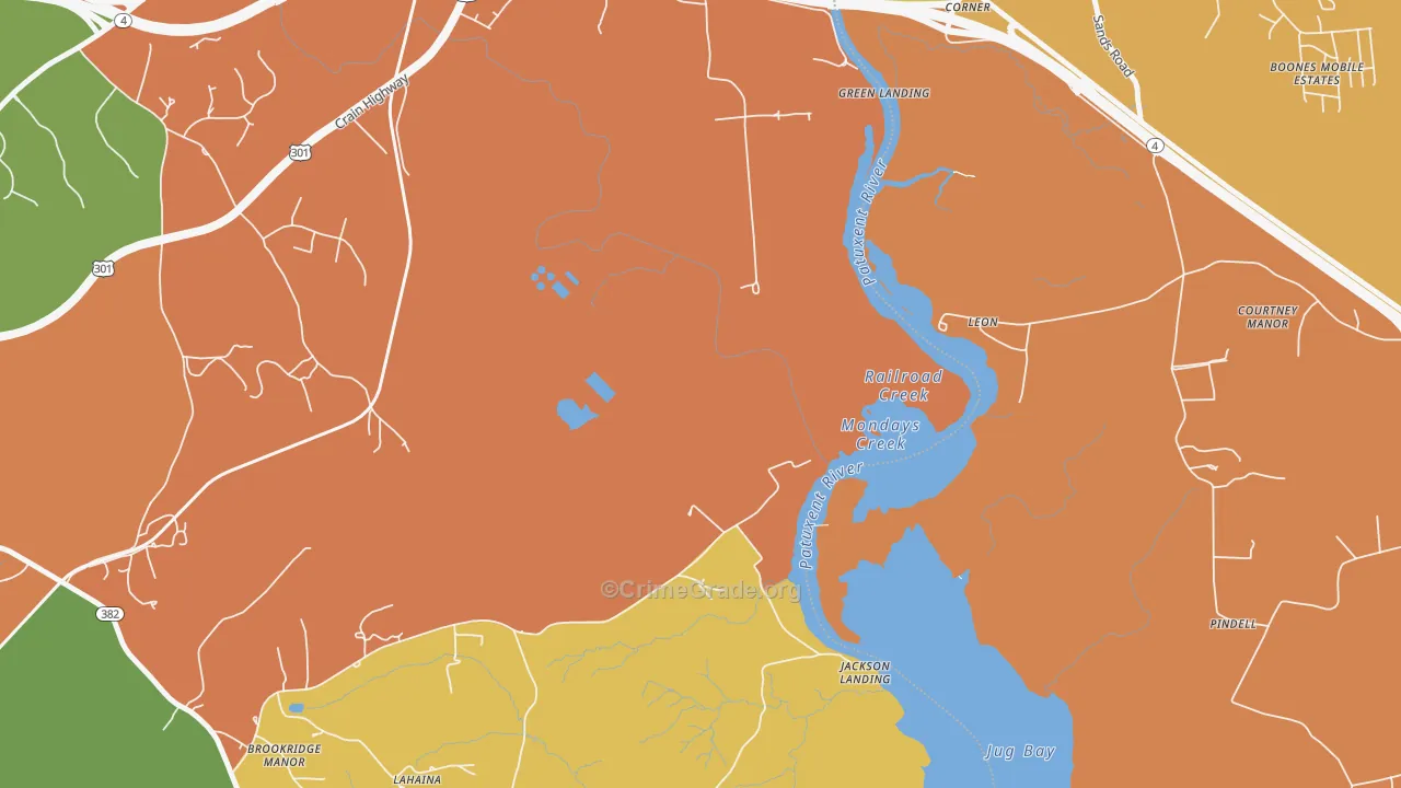 Leon, MD Map of Burglary Rates