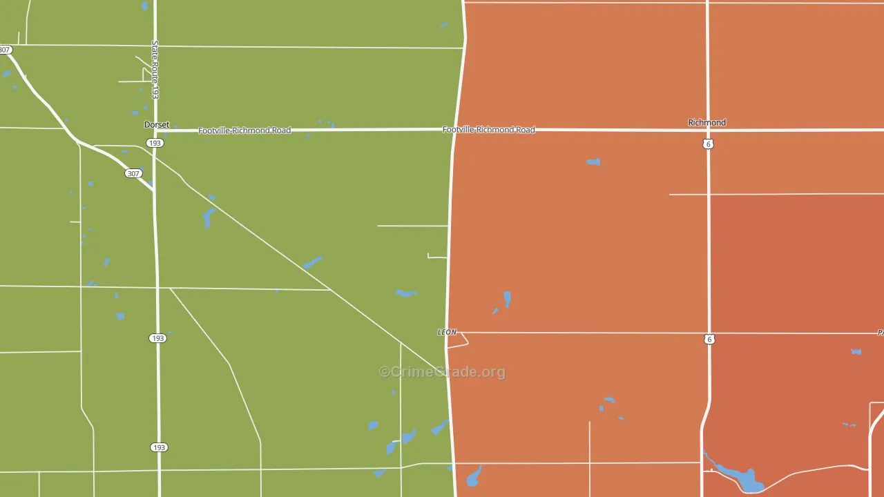 Leon, OH Map of Burglary Rates