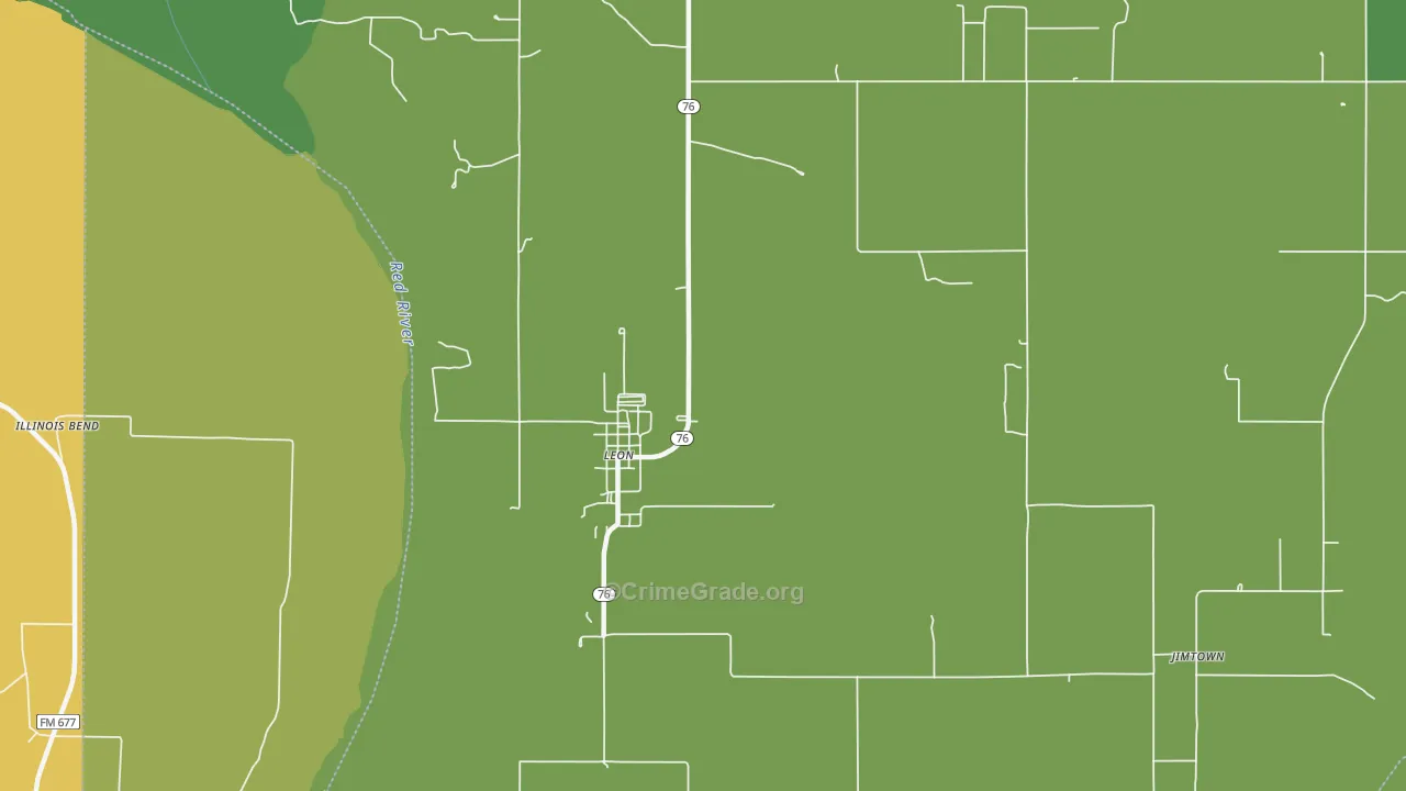 Leon, OK Map of Burglary Rates