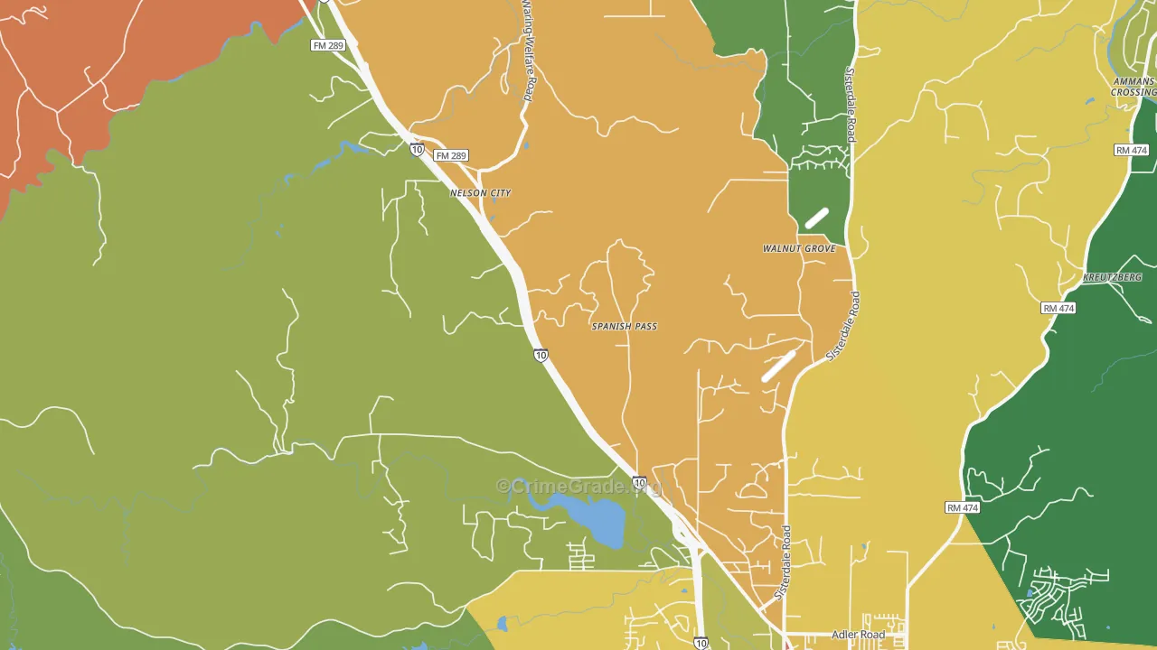 Leon Springs, TX Map of Burglary Rates