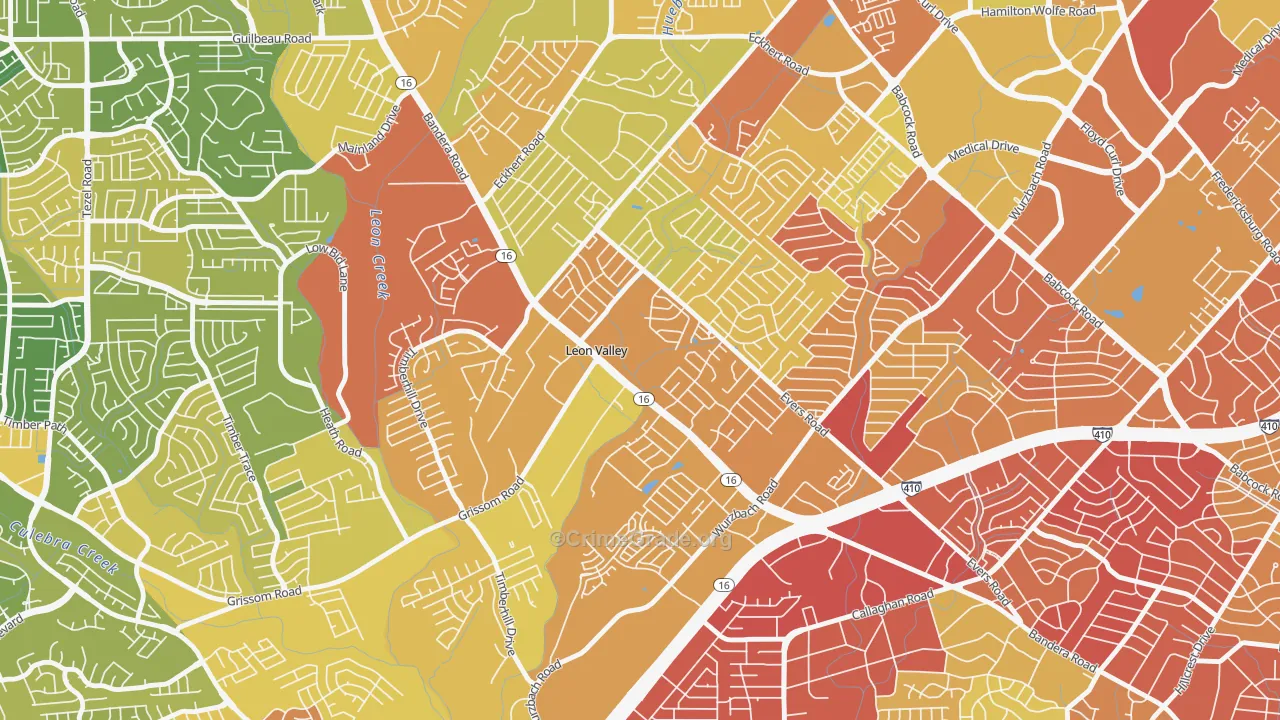 Leon Valley, TX Map of Burglary Rates