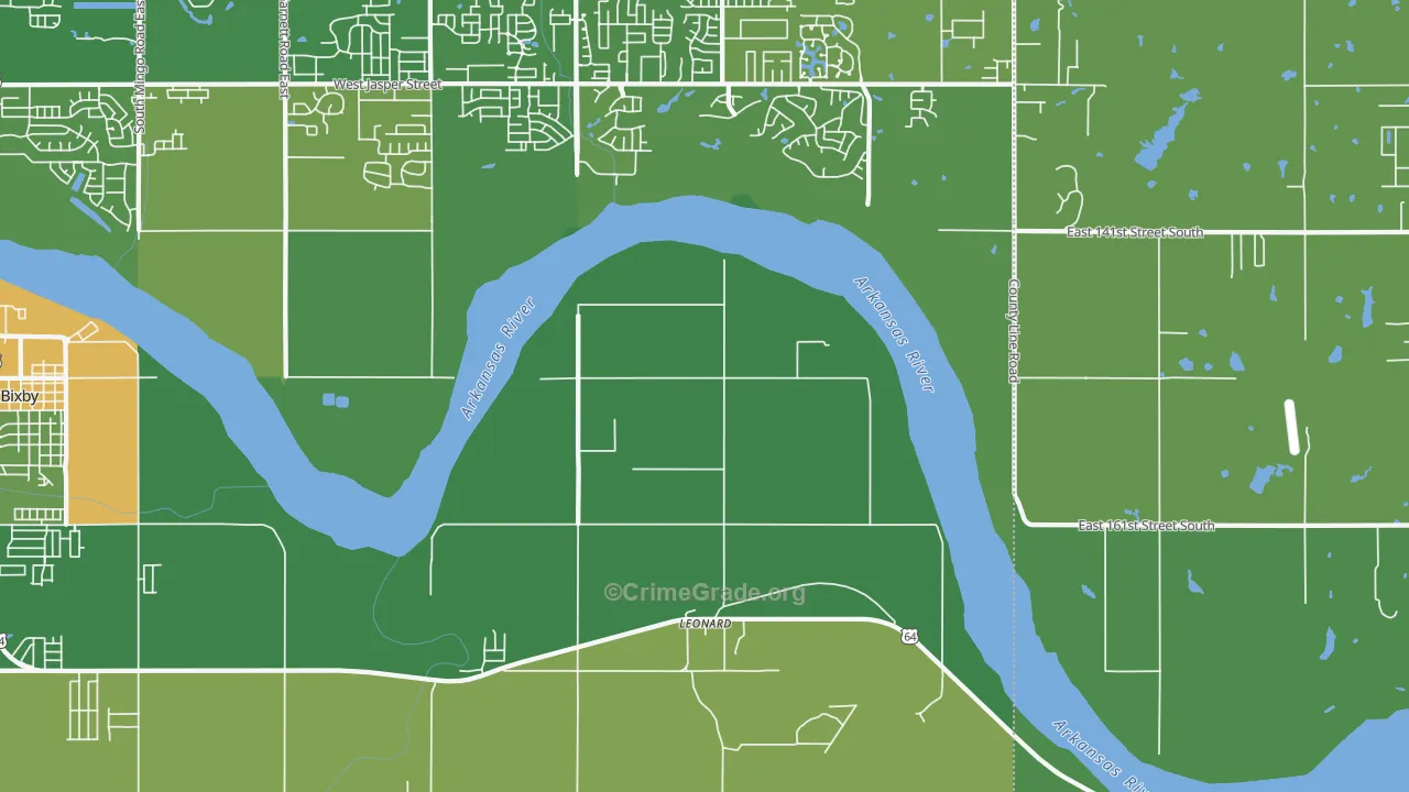 Leonard, OK Map of Burglary Rates