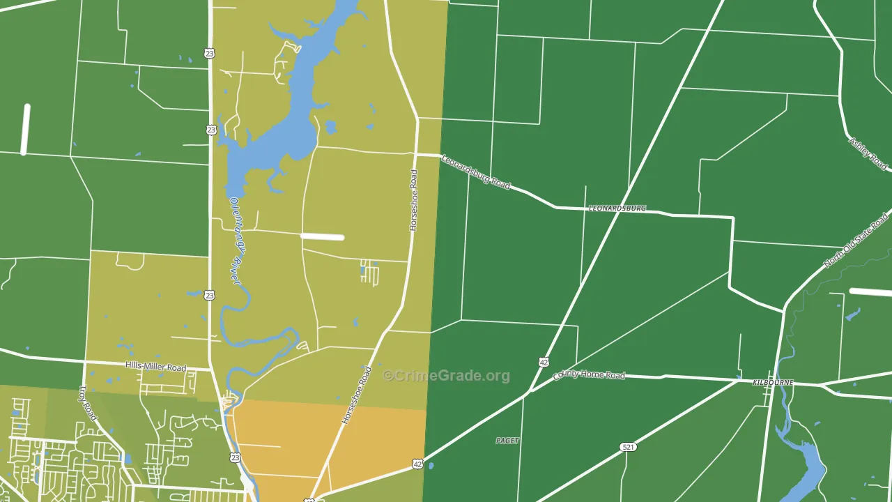 Leonardsburg, OH Map of Burglary Rates