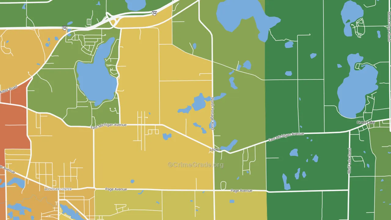 Leoni, MI Map of Burglary Rates