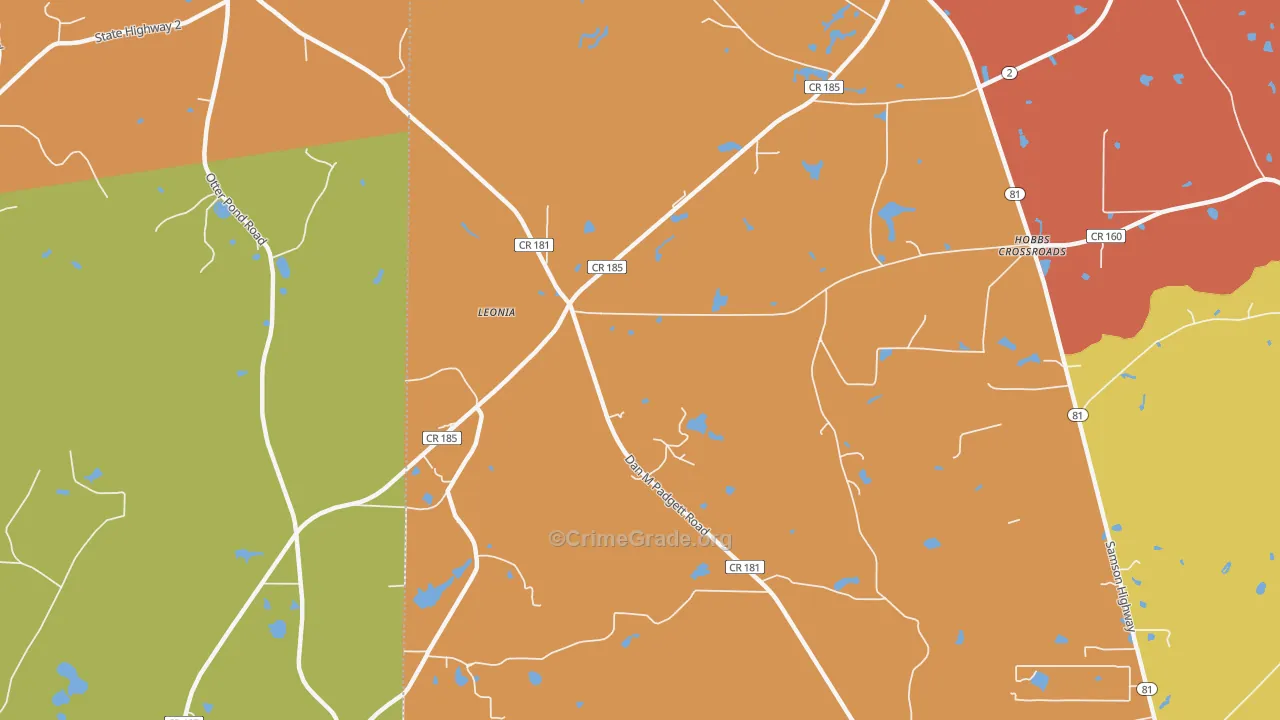 Leonia, FL Map of Burglary Rates