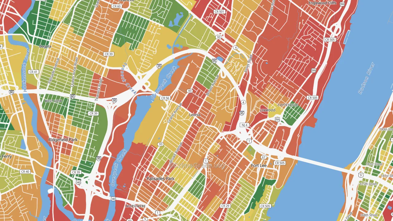 Leonia, NJ Map of Burglary Rates