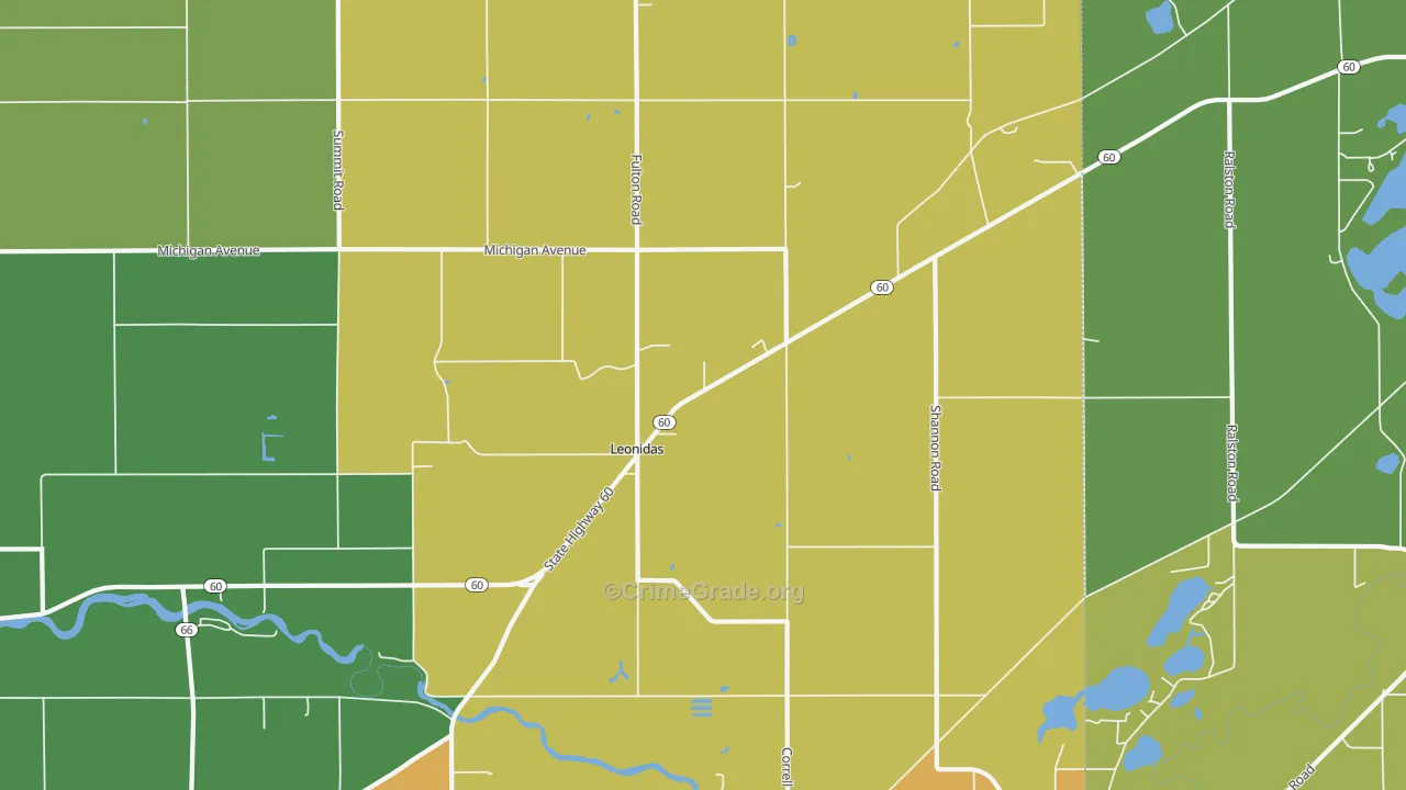 Leonidas, MI Map of Burglary Rates