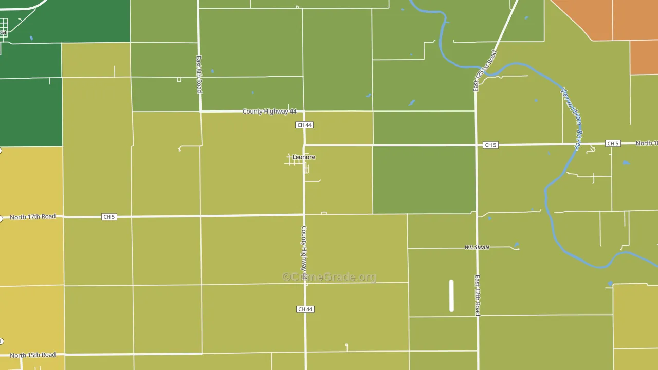 Leonore, IL Map of Burglary Rates