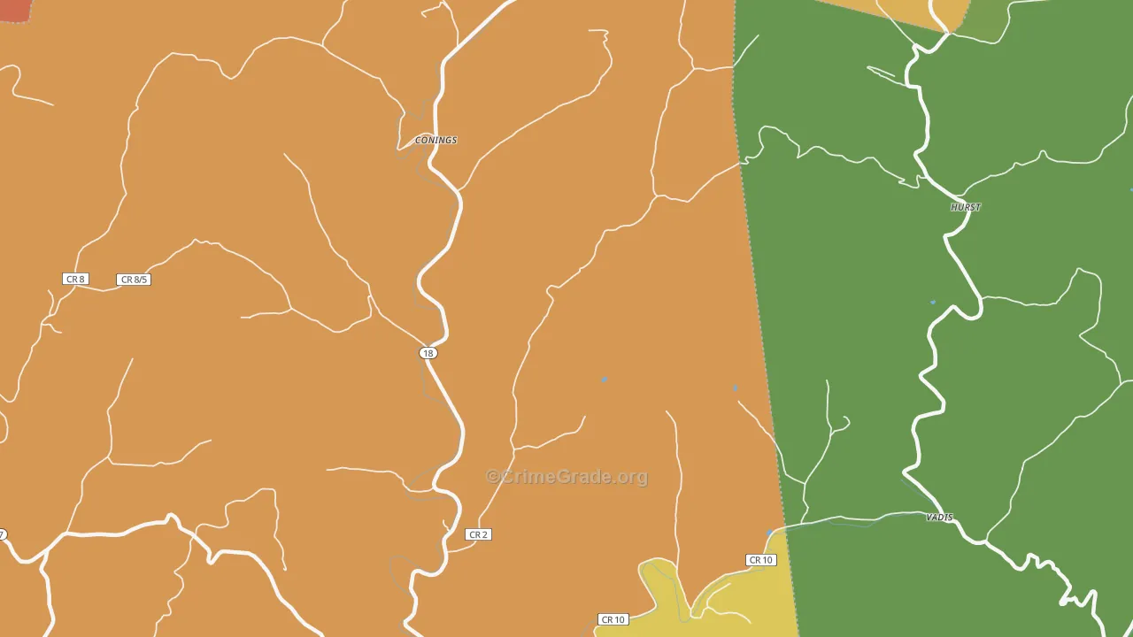 Leopold, WV Map of Burglary Rates