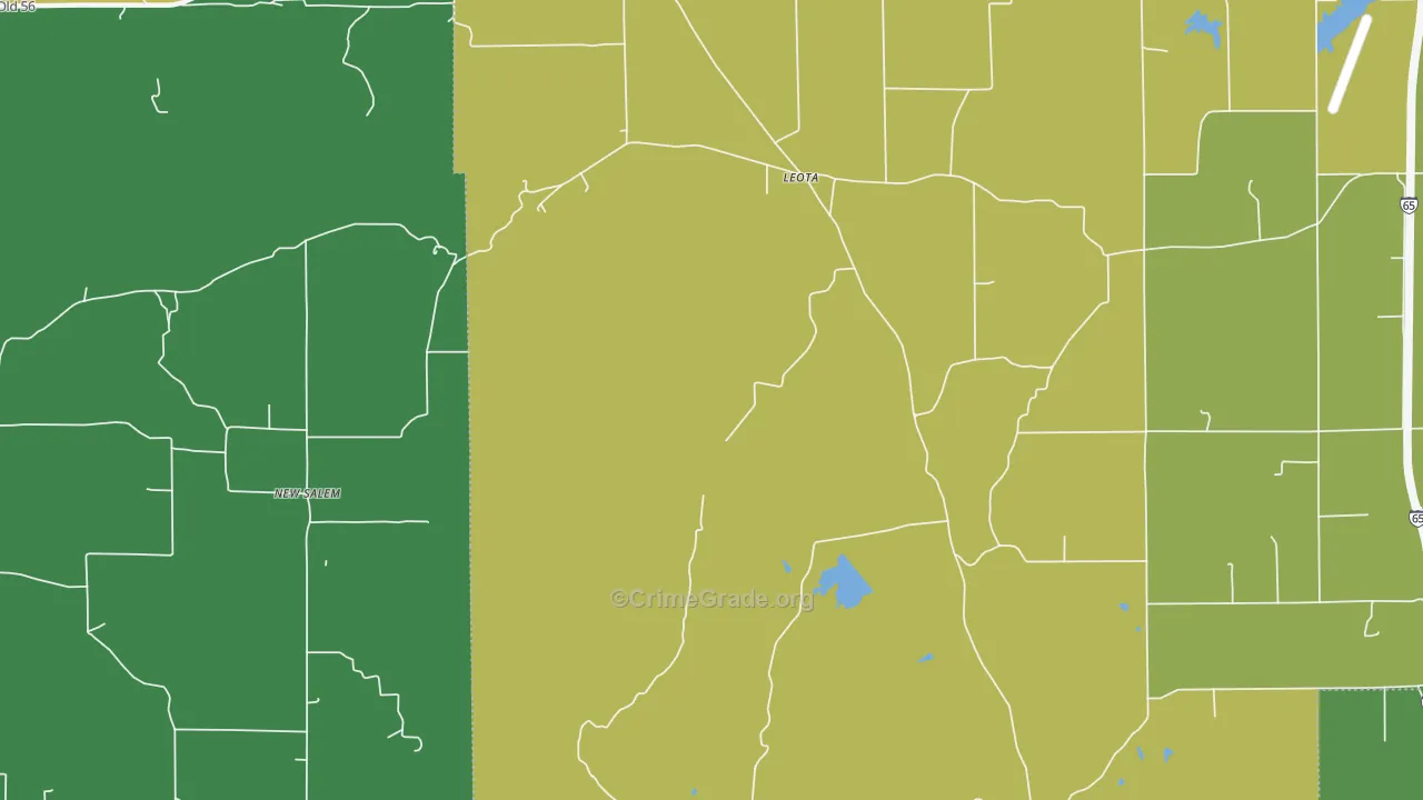 Leota, IN Map of Burglary Rates