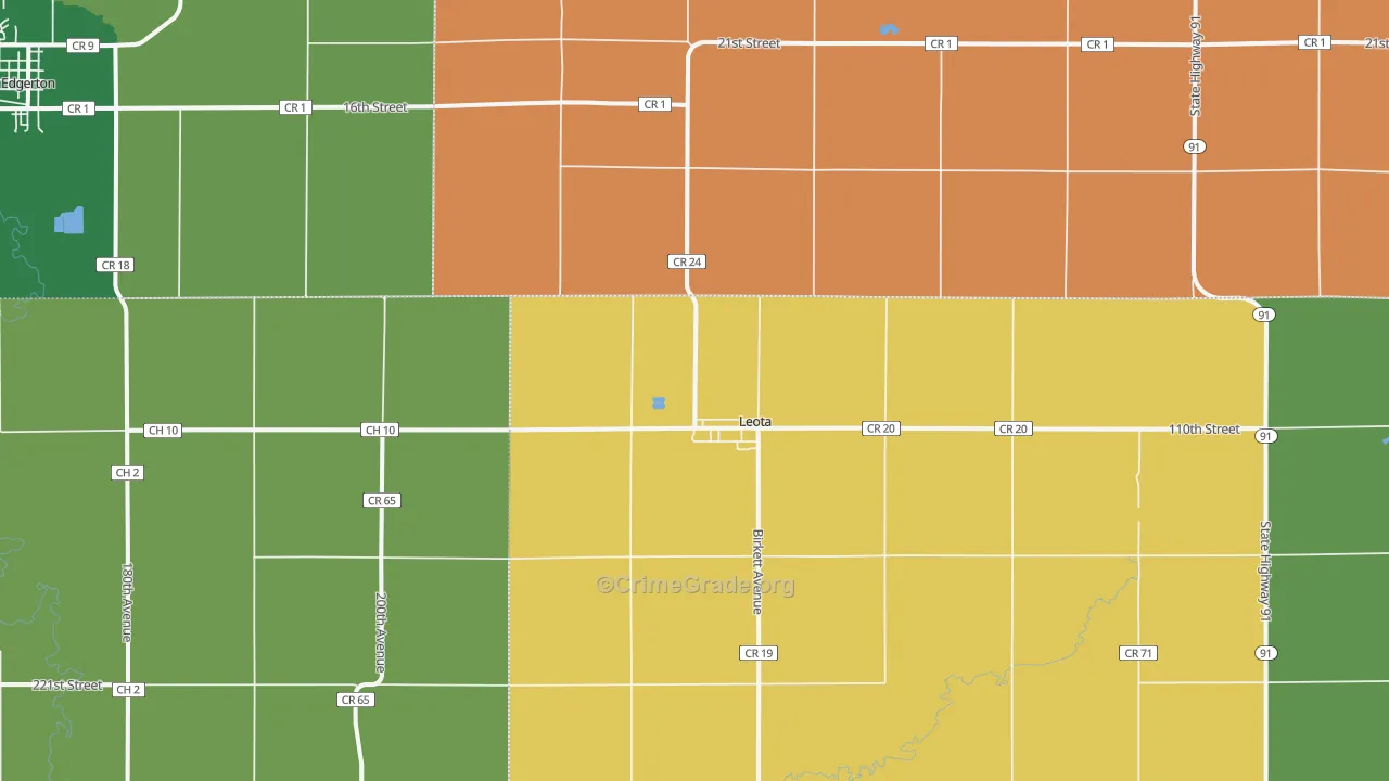 Leota, MN Map of Burglary Rates