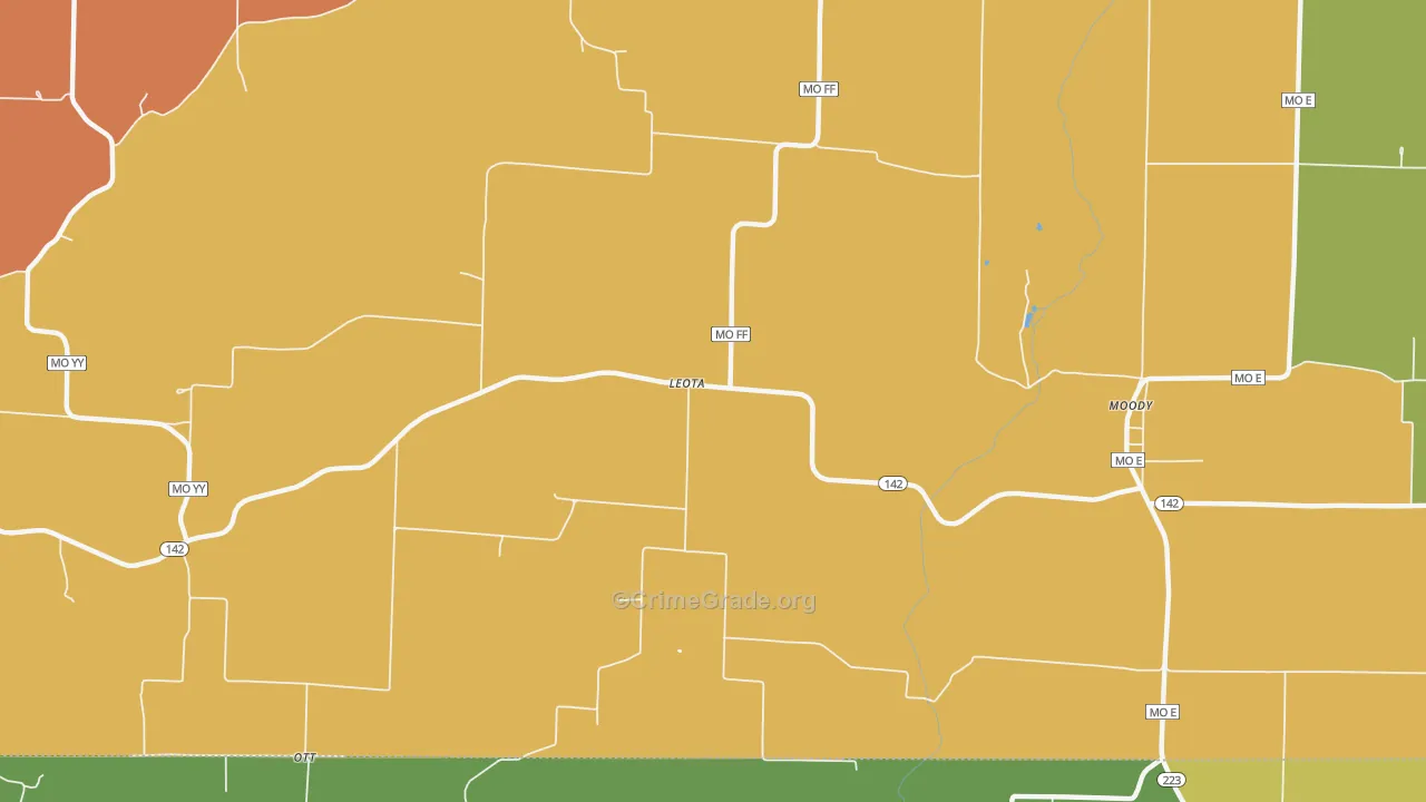 Leota, MO Map of Burglary Rates