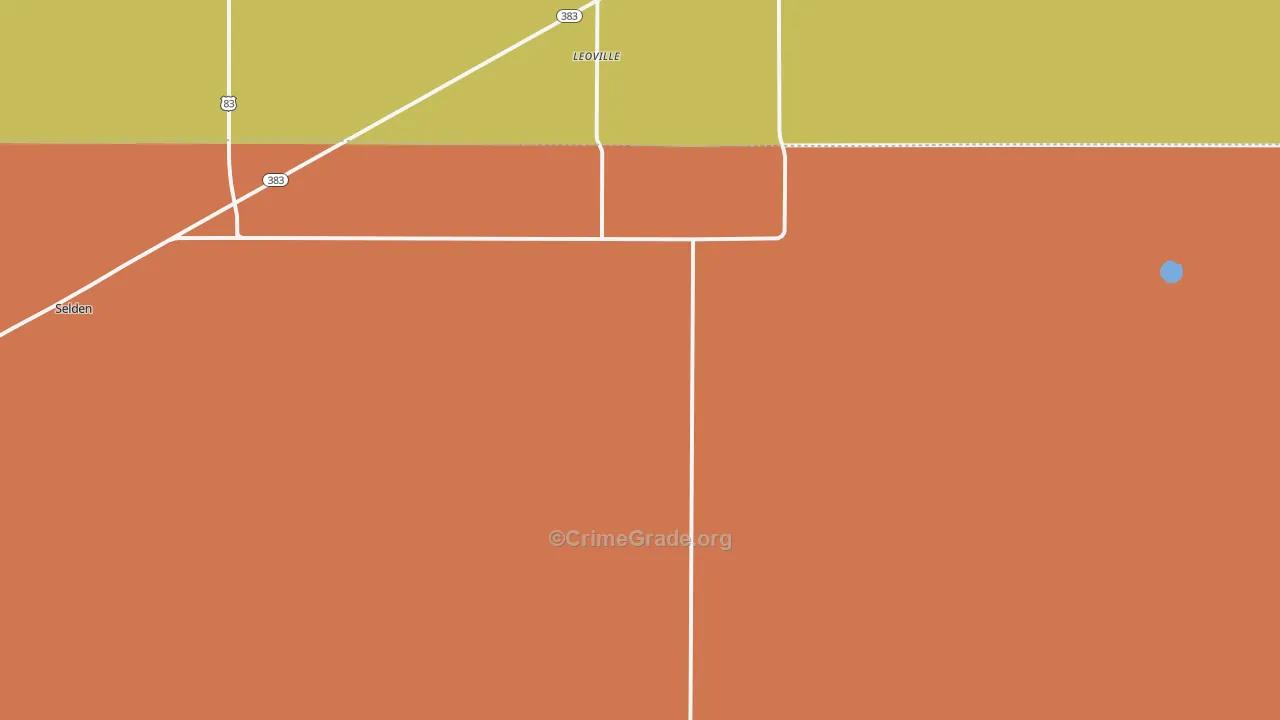 Leoville, KS Map of Burglary Rates