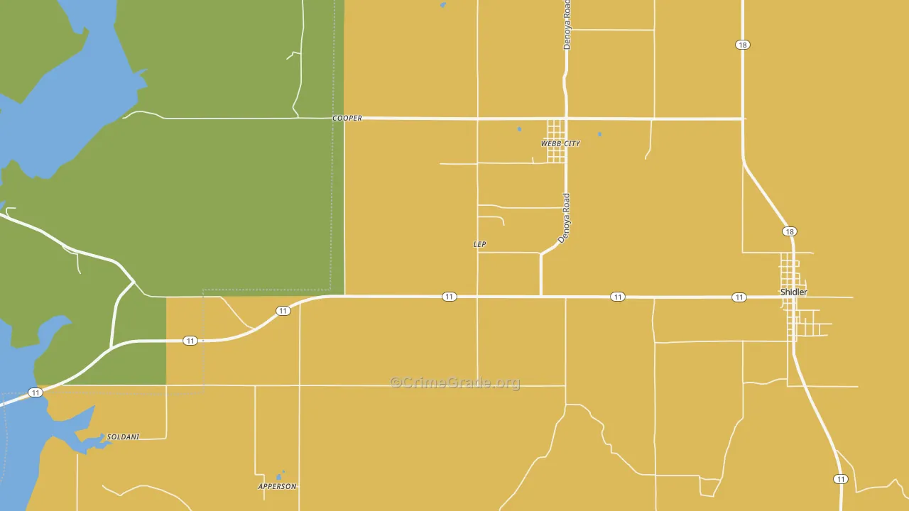 Lep, OK Map of Burglary Rates