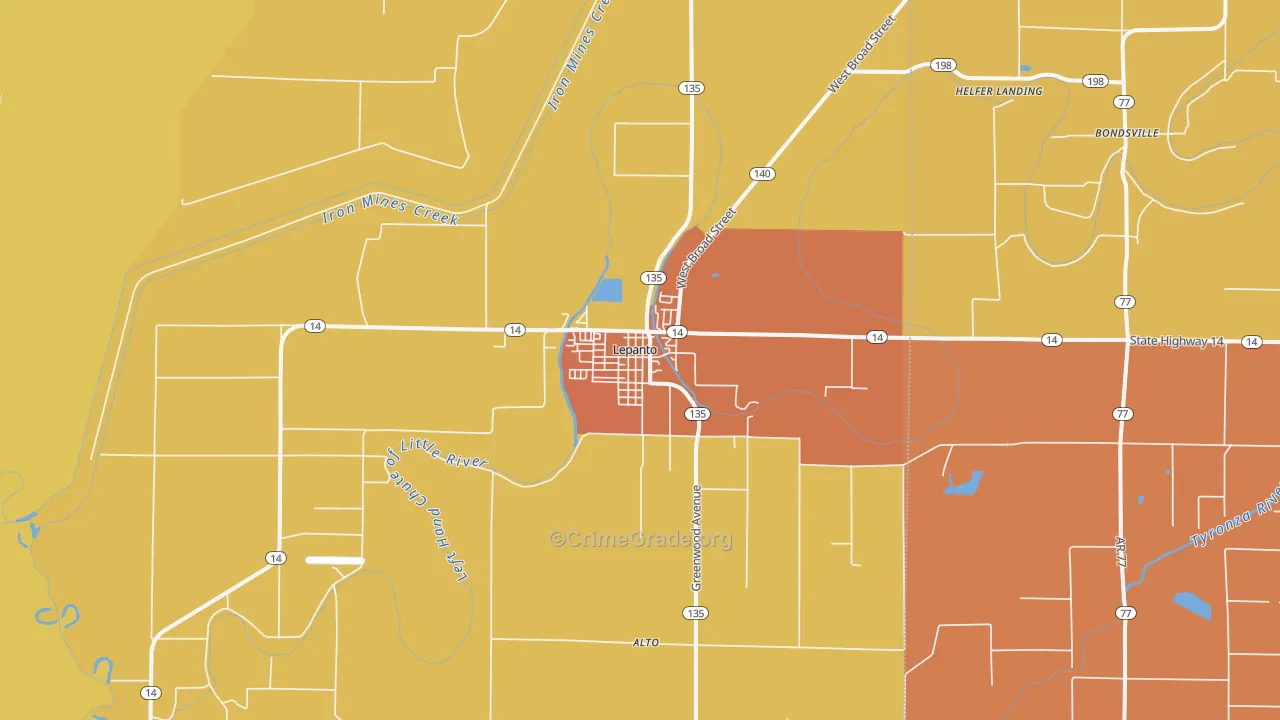Lepanto, AR Map of Burglary Rates