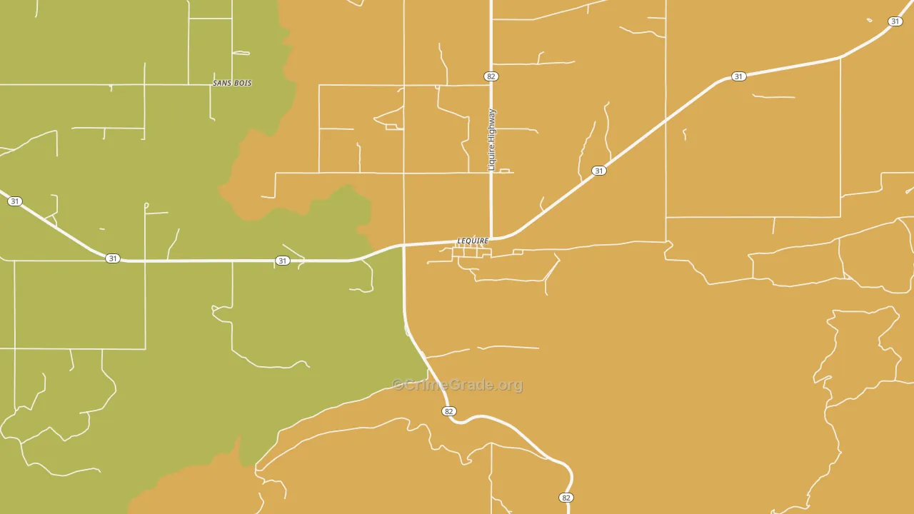 Lequire, OK Map of Burglary Rates