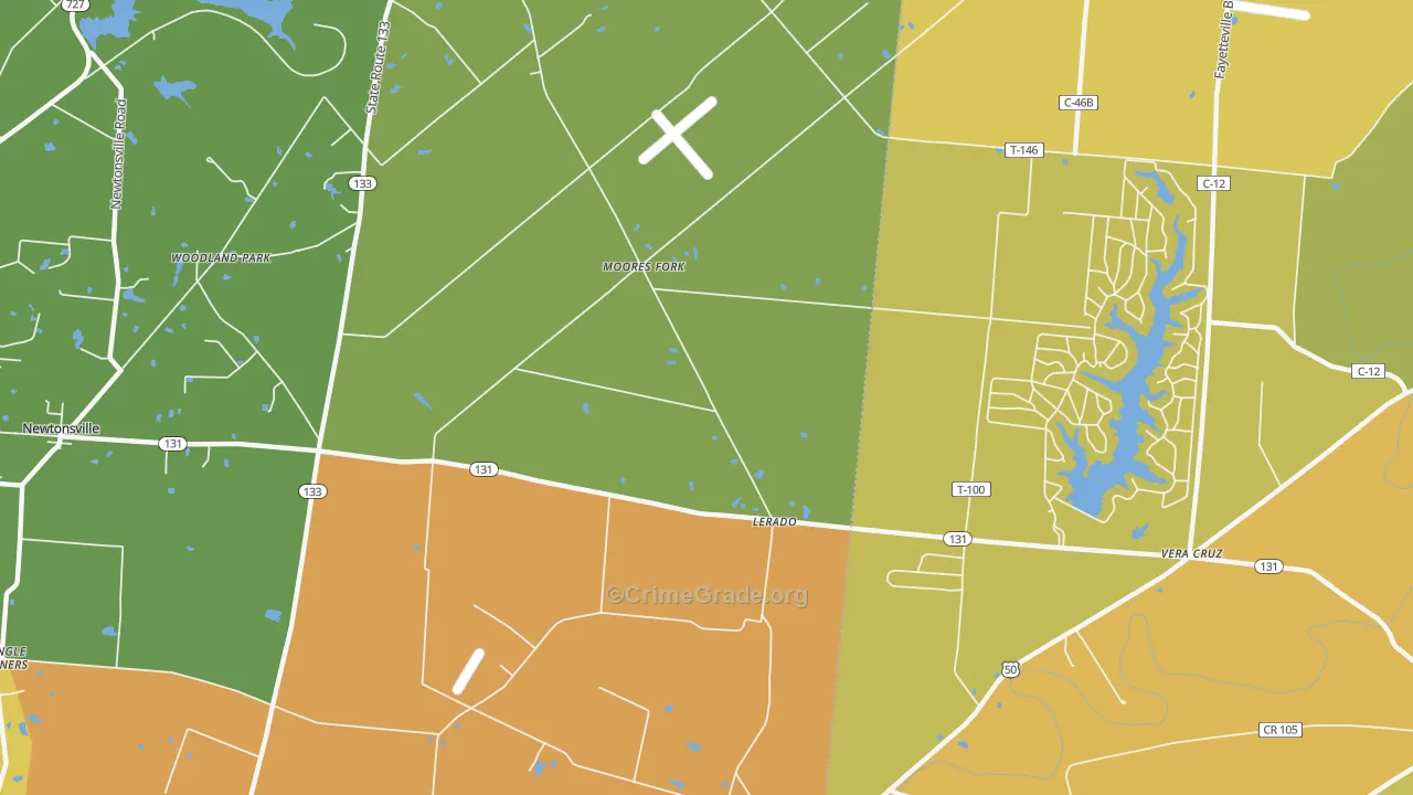 Lerado, OH Map of Burglary Rates