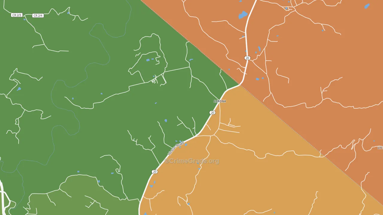 Lerona, WV Map of Burglary Rates