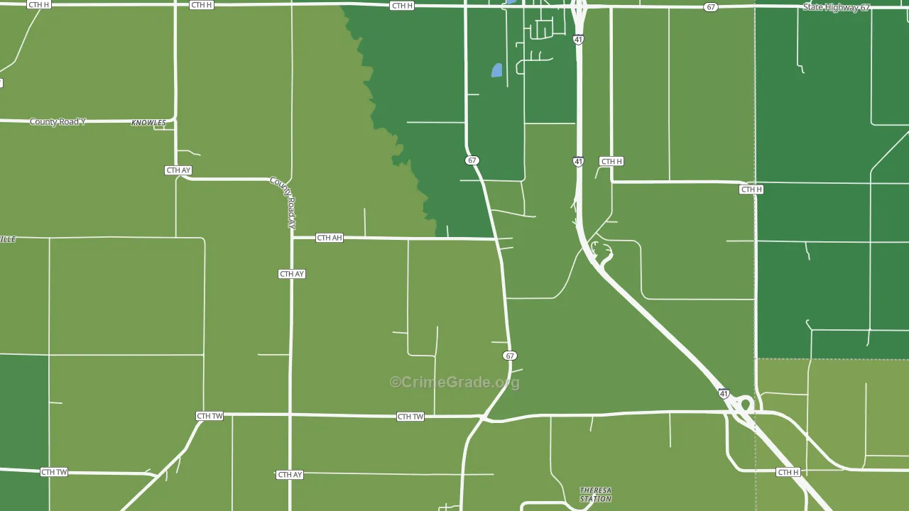 LeRoy, WI Map of Burglary Rates