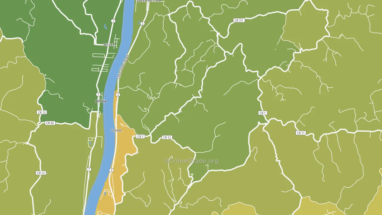 Lesage, WV Map of Burglary Rates