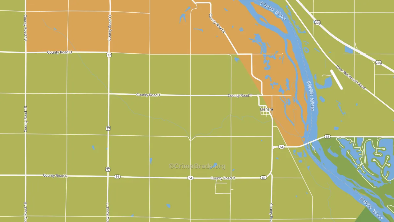 Leshara, NE Map of Burglary Rates