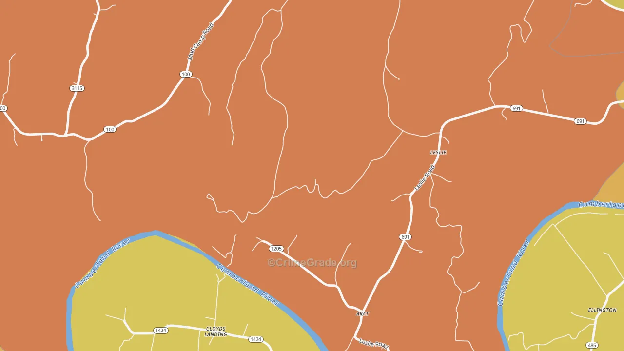 Leslie, KY Map of Burglary Rates