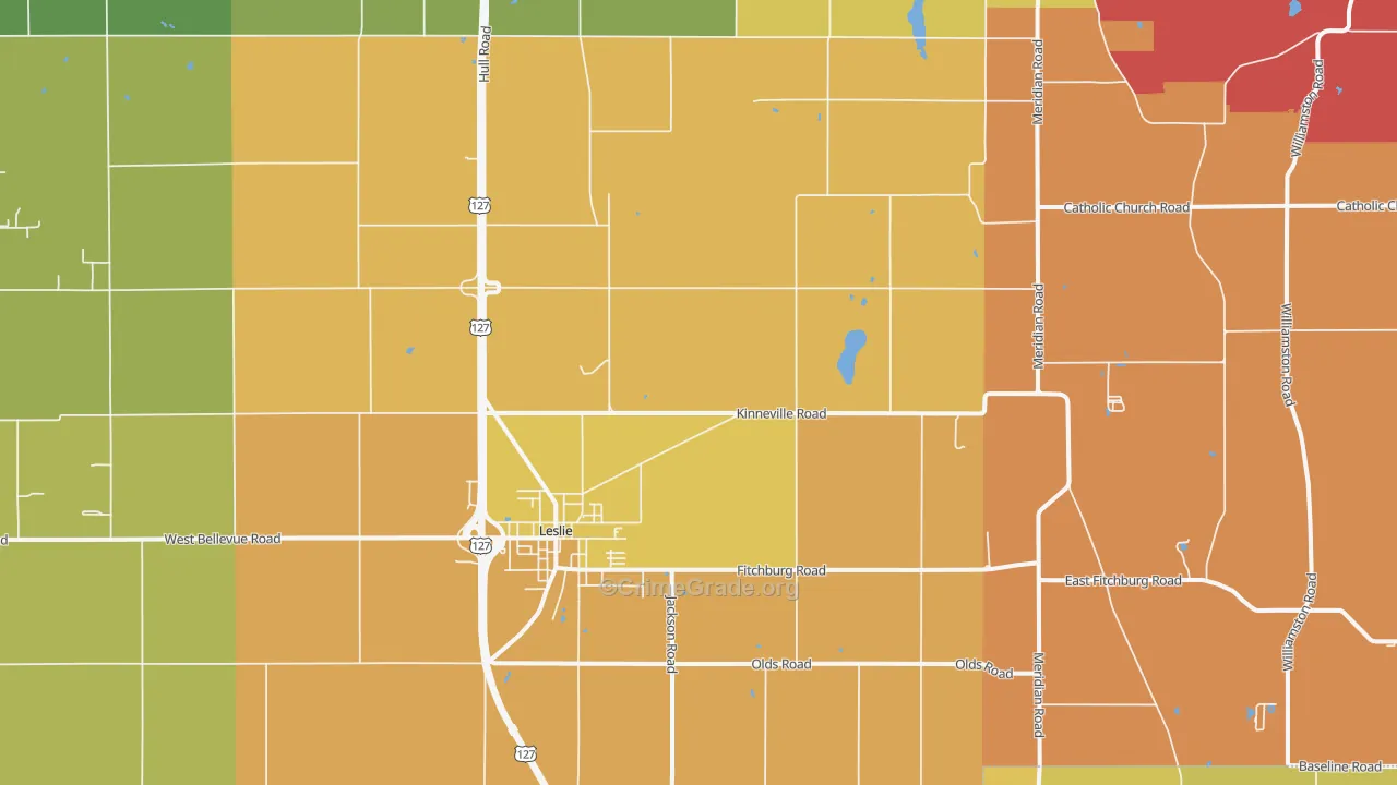 Leslie, MI Map of Burglary Rates