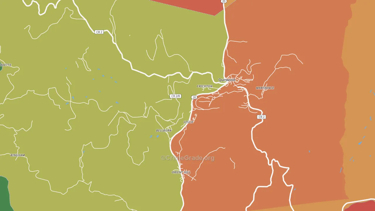 Leslie, WV Map of Burglary Rates