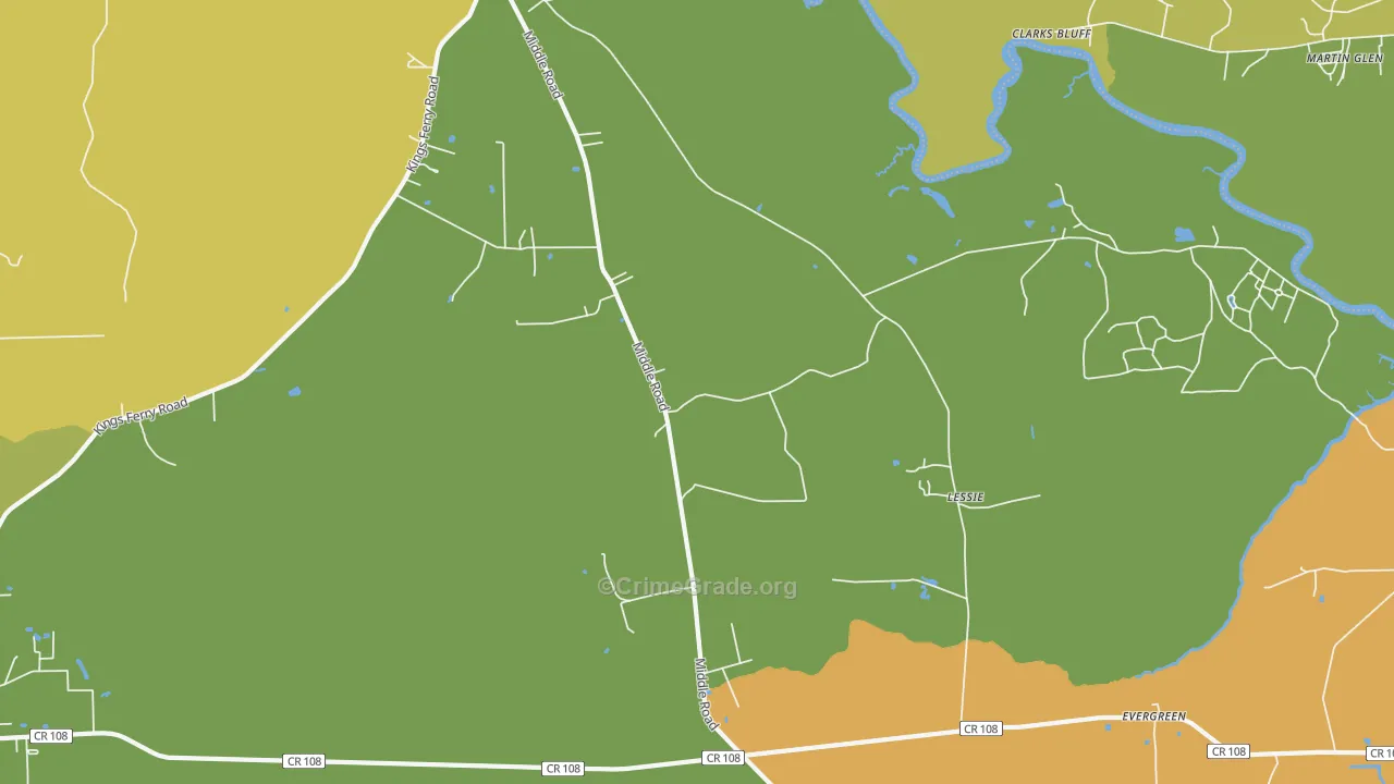 Lessie, FL Map of Burglary Rates