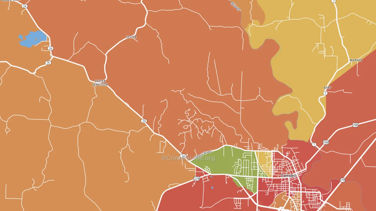 Lester, AR Map of Burglary Rates