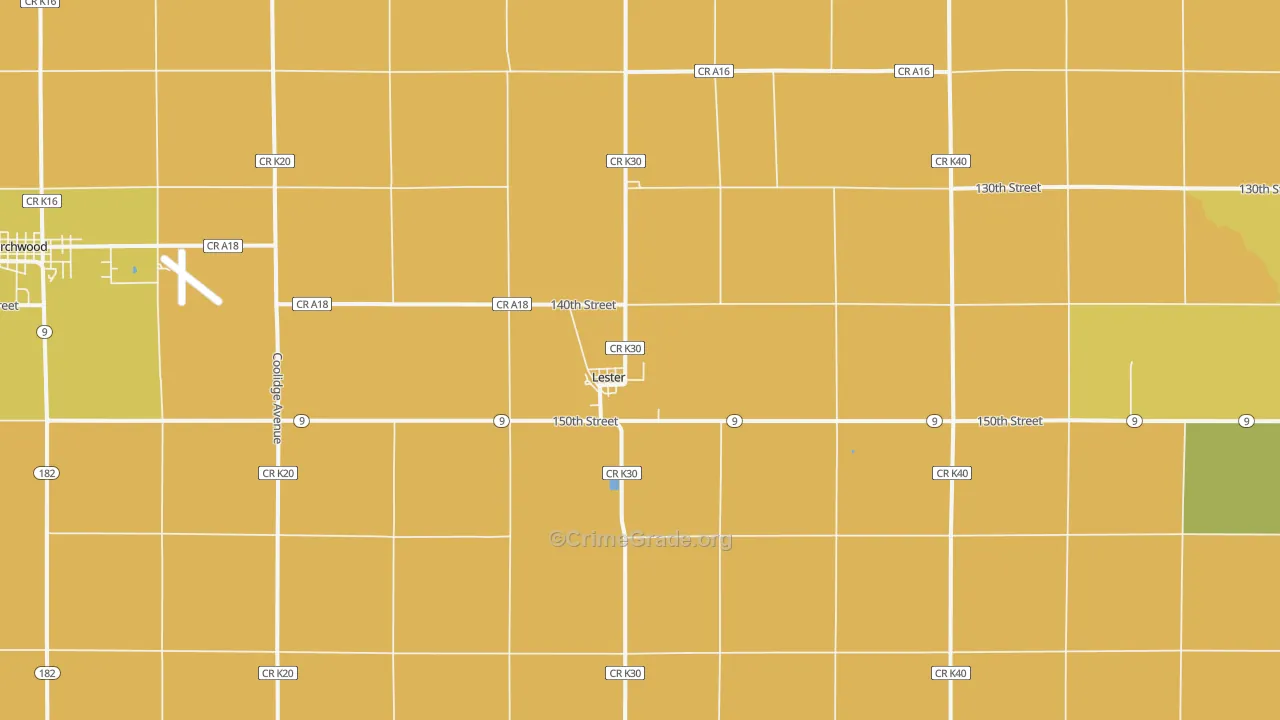Lester, IA Map of Burglary Rates