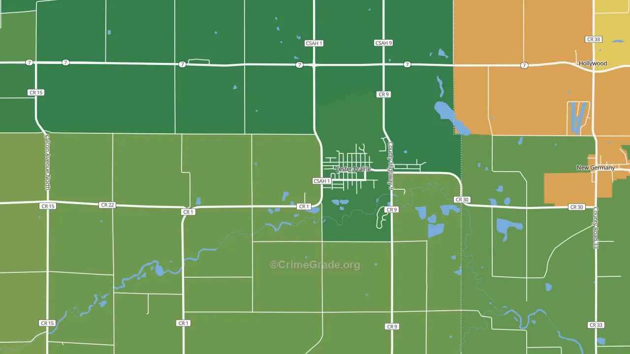 Lester Prairie, MN Map of Burglary Rates