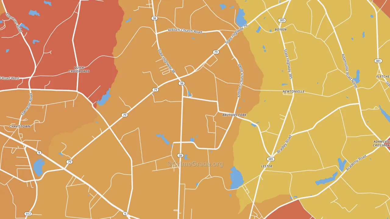Lester, SC Map of Burglary Rates