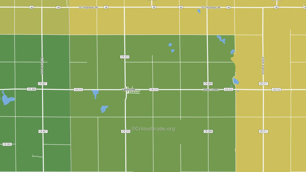 Lesterville, SD Map of Burglary Rates