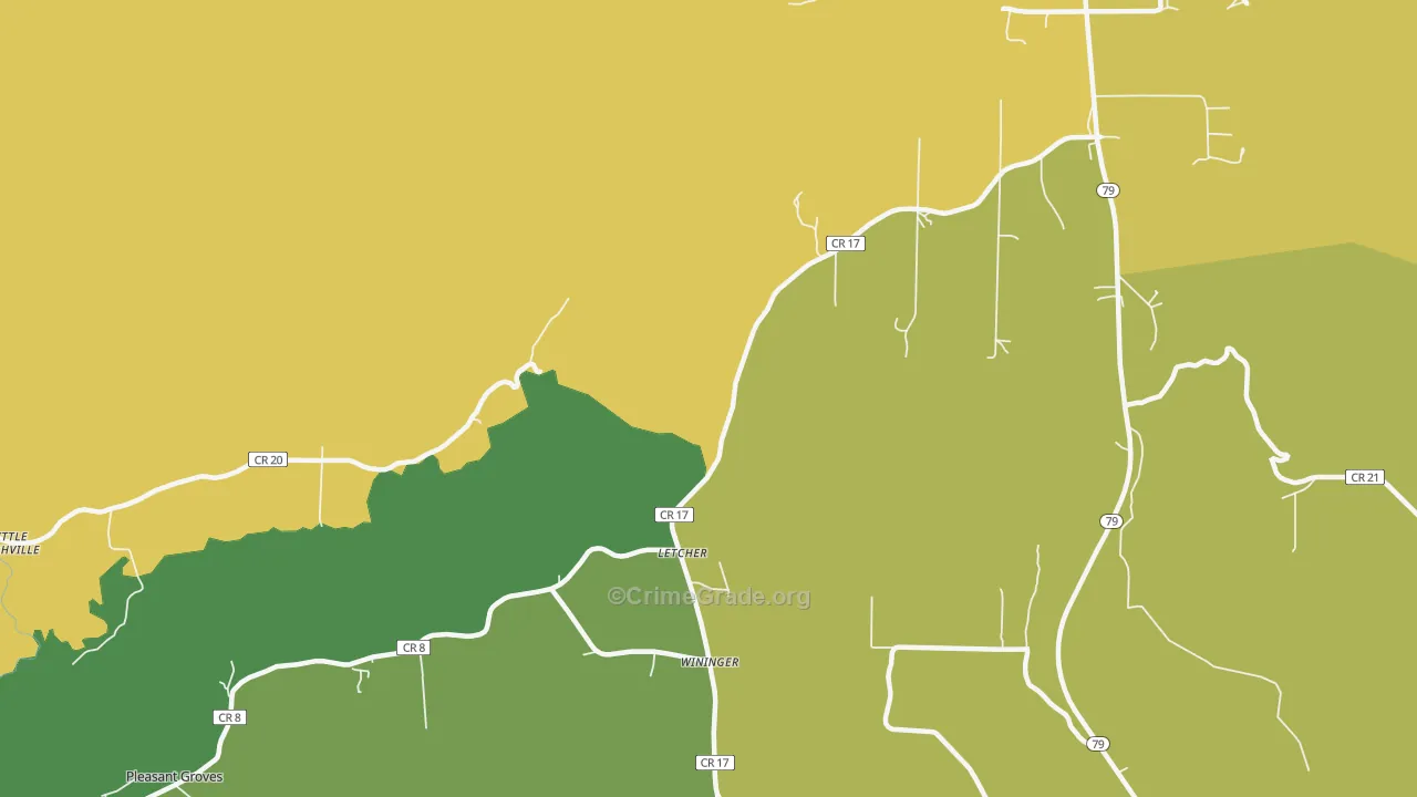Letcher, AL Map of Burglary Rates