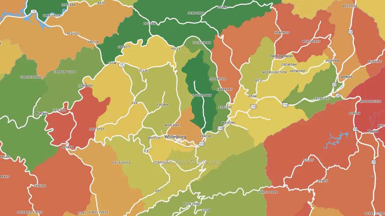 Letcher County, KY Map of Burglary Rates