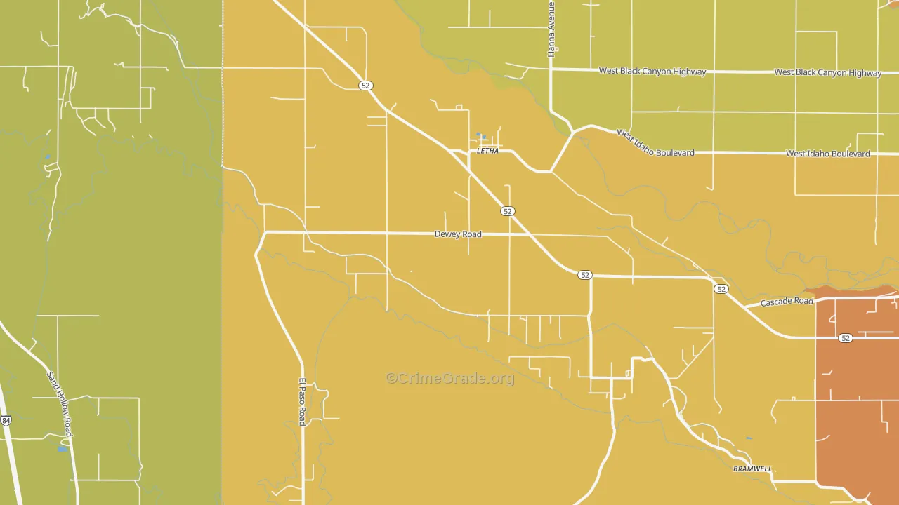 Letha, ID Map of Burglary Rates
