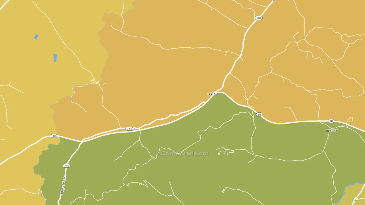 Letitia, KY Map of Burglary Rates