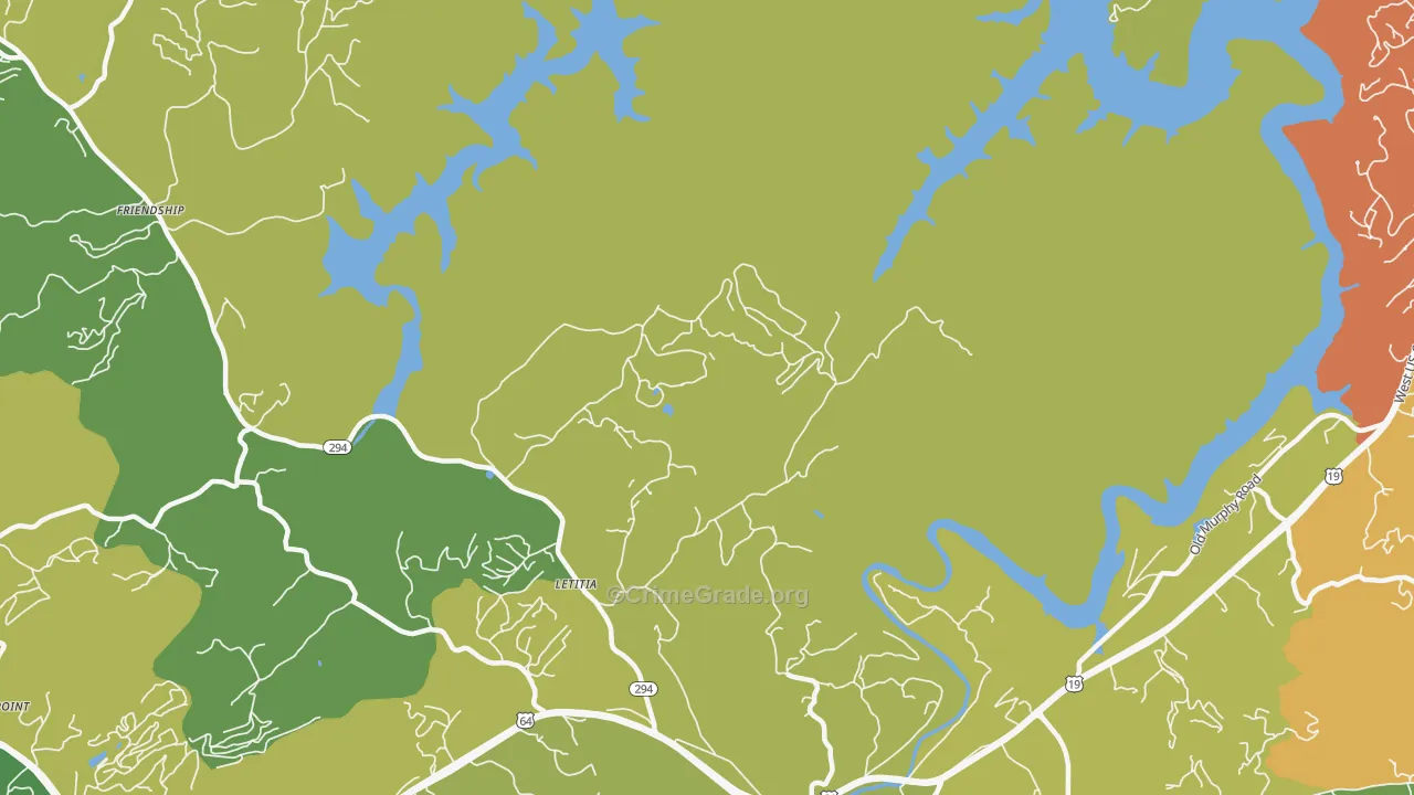 Letitia, NC Map of Burglary Rates