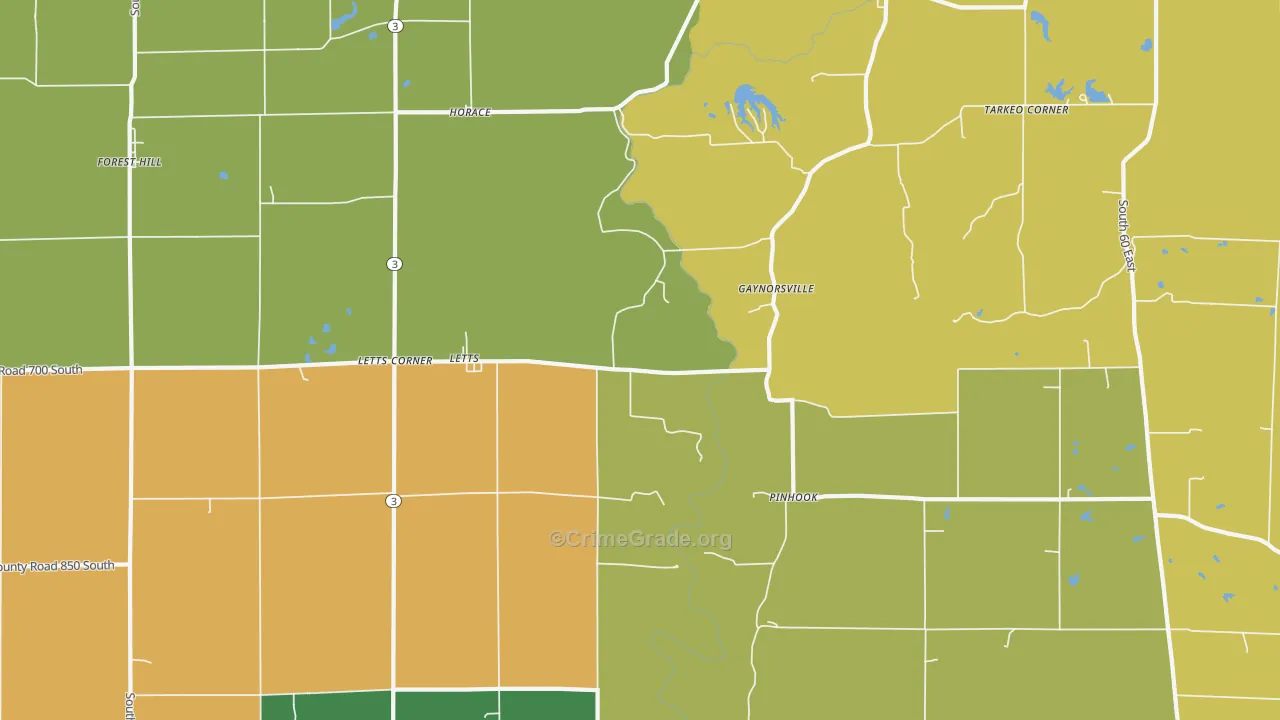 Letts, IN Map of Burglary Rates