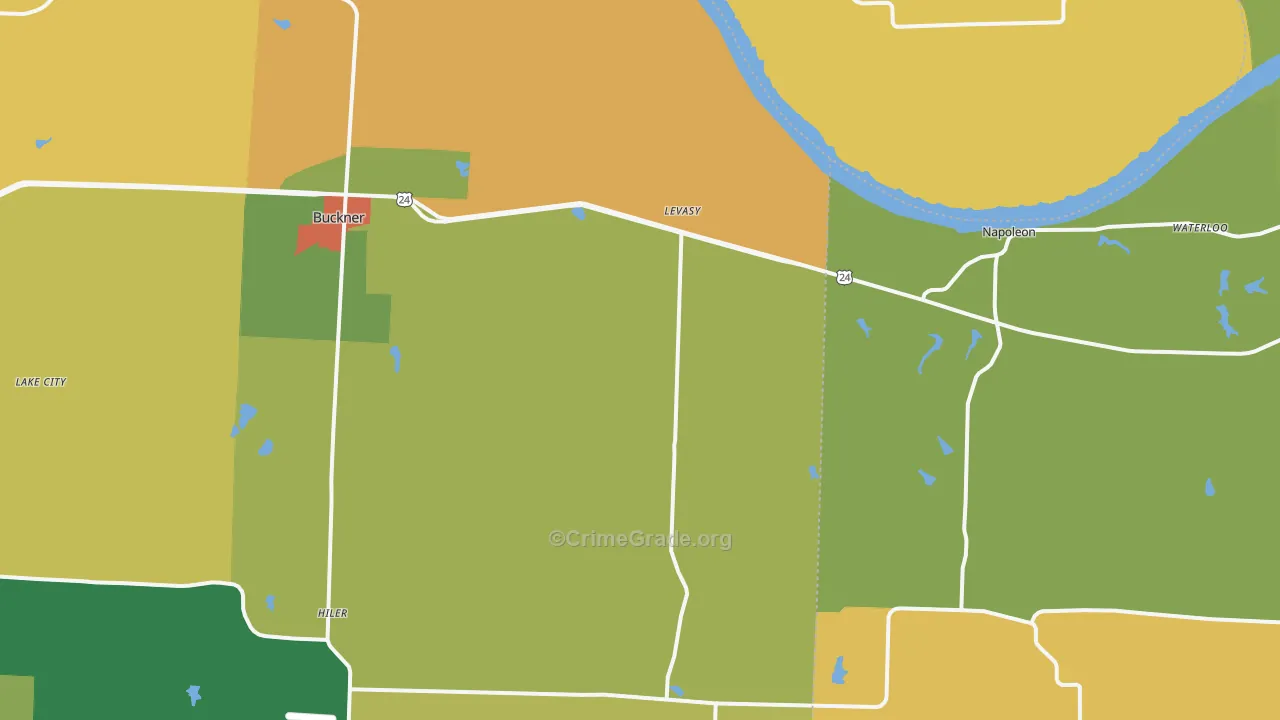Levasy, MO Map of Burglary Rates