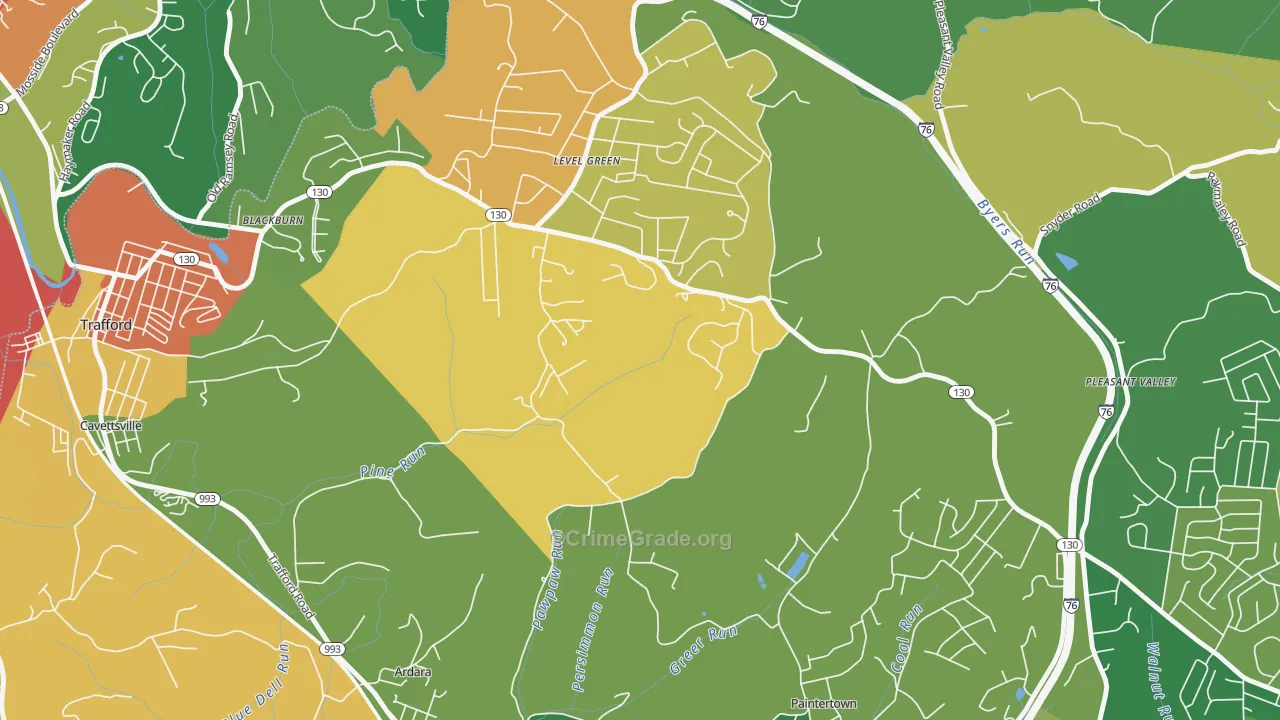 Level Green, PA Map of Burglary Rates