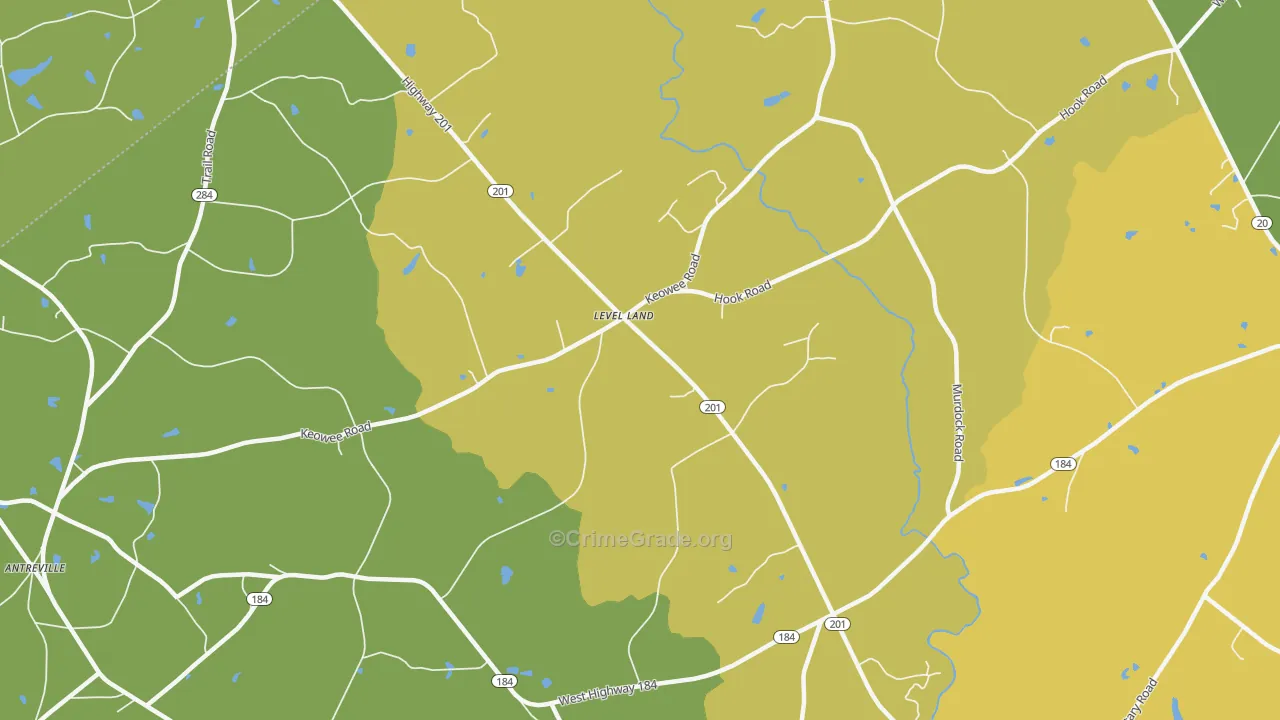 Level Land, SC Map of Burglary Rates