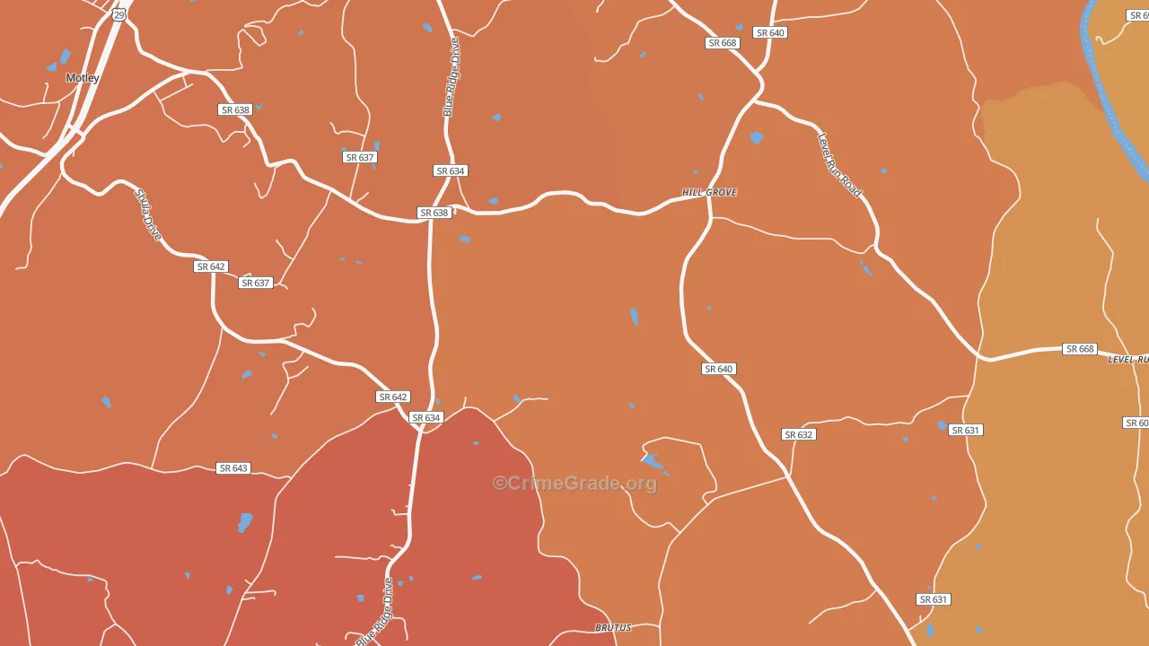 Level Run, VA Map of Burglary Rates