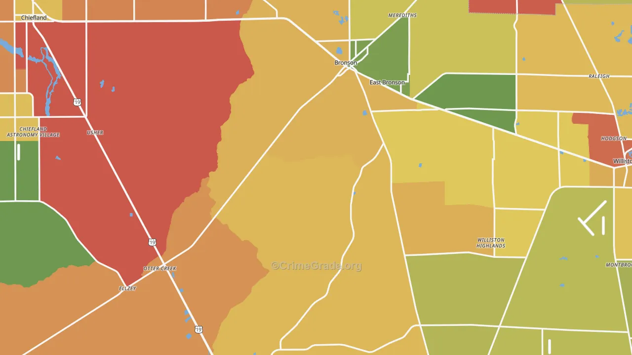 Levy County, FL Map of Burglary Rates